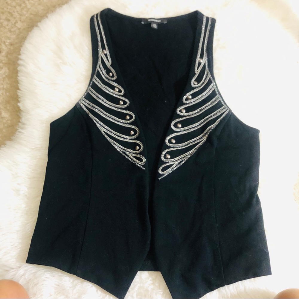 Express Cropped Silver & Black Vest